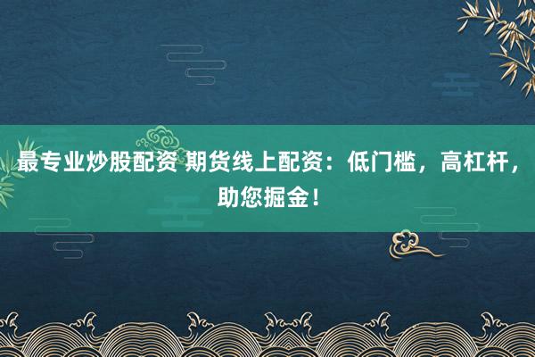 最专业炒股配资 期货线上配资：低门槛，高杠杆，助您掘金！