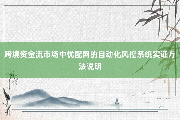 跨境资金流市场中优配网的自动化风控系统实证方法说明