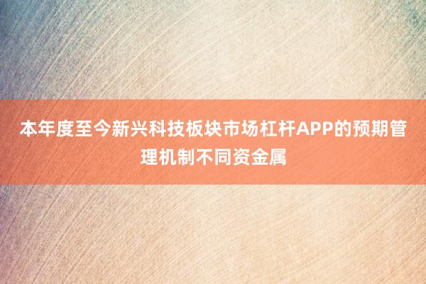 本年度至今新兴科技板块市场杠杆APP的预期管理机制不同资金属
