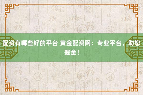 配资有哪些好的平台 黄金配资网：专业平台，助您掘金！