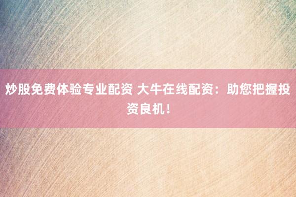 炒股免费体验专业配资 大牛在线配资：助您把握投资良机！